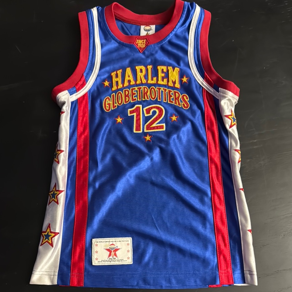 Harlem Globetrotters Rare Blue and Red #12 Ant Basketball Jersey
